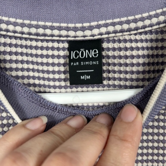Icône crewneck elevated tshirt, M, purple & white check pattern, Retro-Modern - Picture 4 of 5
